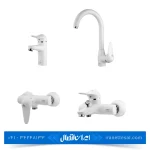 ست 4 تکه شیرآلات مدل آریا رنگ سفید آویسا