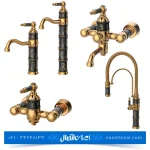 ست شیرآلات کسری مدل توکیو مشکی طلایی